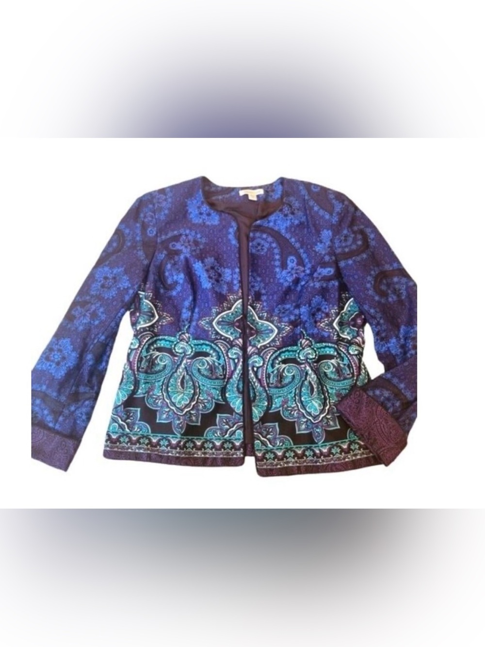 Coldwater Creek blazer ombre Paisley, pattern, blue fading into purple Size 14